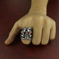 New Men'S Retro Gothic Skull Biker Metal Ring With Red Eyes Stainless Steel Fashion Color Punk For Men Us Ring Size 6C0297