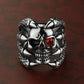 New Men'S Retro Gothic Skull Biker Metal Ring With Red Eyes Stainless Steel Fashion Color Punk For Men Us Ring Size 6C0297