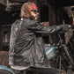 New Men Vintage Skulls Genuine Leather Motorcycle Jackets Black Stand Collar Cowskin Slim Fit Men Winter Biker Coats