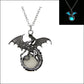 Retro Dragon Glow in the Dark necklace Silver Chain