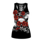 Summer Cool Rose Skull Print Women Tank Tops Black