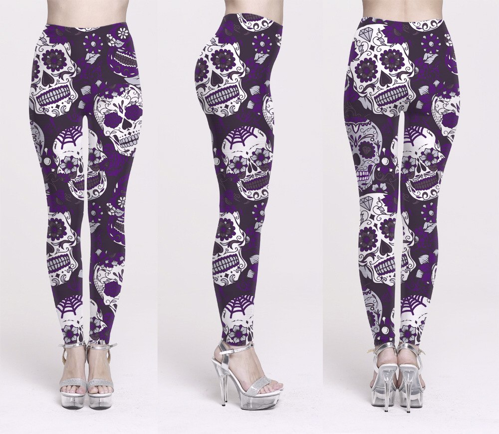 Trending Product Halloween Sugar Skull Digital Print Women's Leggings High Quality Gothic Ankle Pant plus size for women