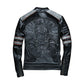 Vintage Black Men Skull Embroidery Biker's Leather Jacket Plus Size 3XL