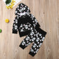 Newborn baby sugar skull clothes suit hooded sweater top+ pants