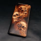 Handmade Wallets Carving Three Skulls Purses Men Long Clutch Vegetable Tanned Leather Wallet Card Holder