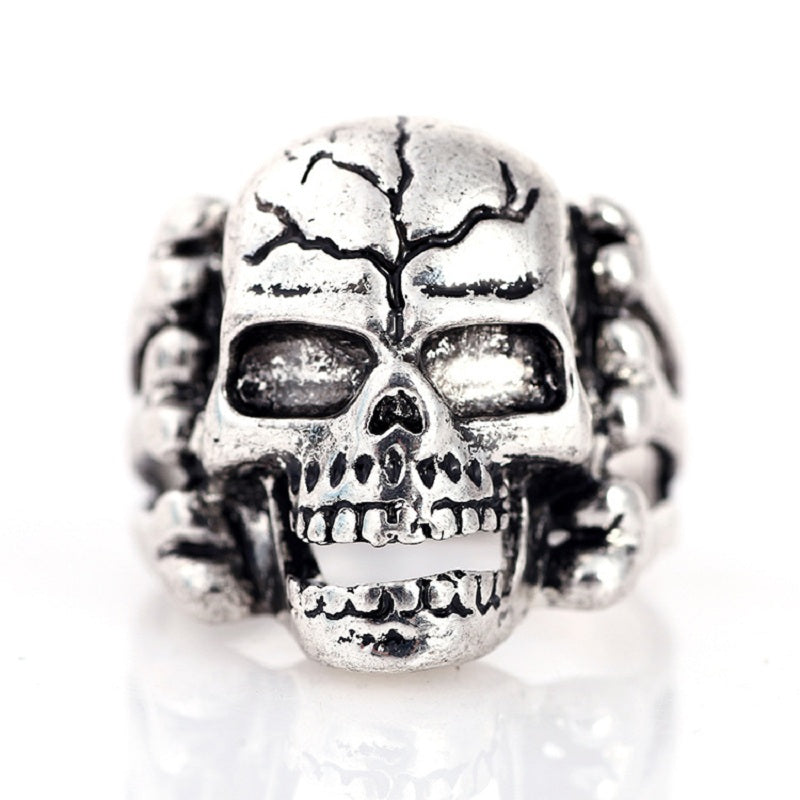 20pcs Skull Ring Punk Vintage skeleton metal zinc alloy silver mens womens mixed rings Jewelry
