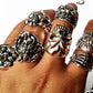 20pcs Skull Ring Punk Vintage skeleton metal zinc alloy silver mens womens mixed rings Jewelry