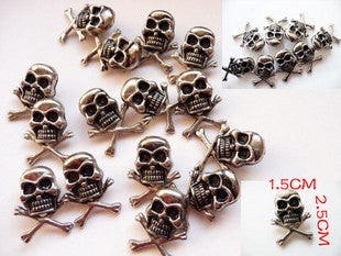 100 pcs 1.5*2.5cm Silver Skull Rivet with Black Eyes Punk Rock Spike Fashion DIY Skeleton Stud decorative Garment Rivets