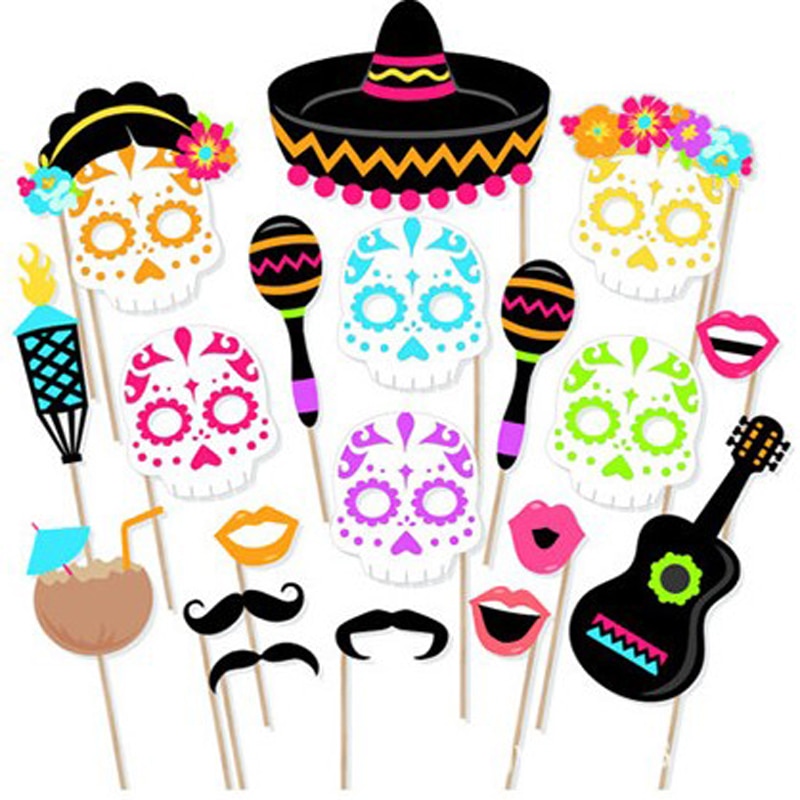 21 Pcs/set Creative Cinco de Mayo Photo Booth Props Mexico Party Party Supplies Day of The Dead Party Decoration