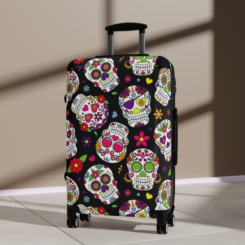 Day of the dead sugar skull Suitcases, floral skull suitcase luggage, sugar skull luggage, dia de los muertos suitcase