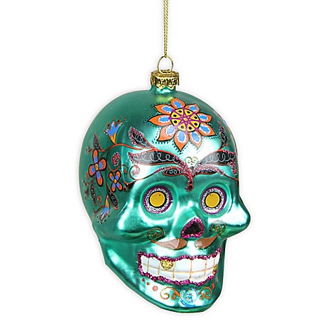 Northlight® 4-Inch Day of the Dead Skull Halloween Ornament in Green