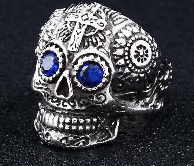 skull ring men stainless steel Hip-hop retro punk personality biker jewelry