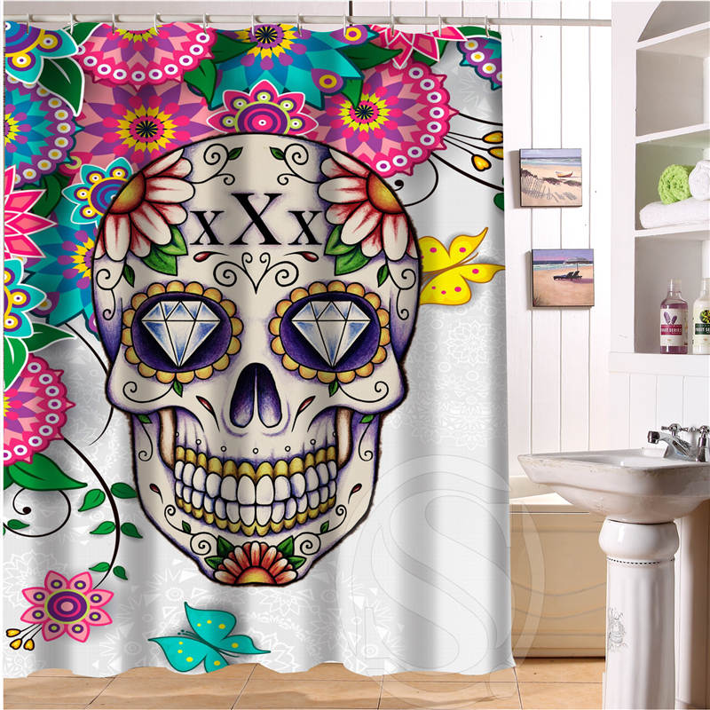 24 Style Custom Classic Skull Bathroom Waterproof Shower Curtain Durable Classic Bathroom decorative