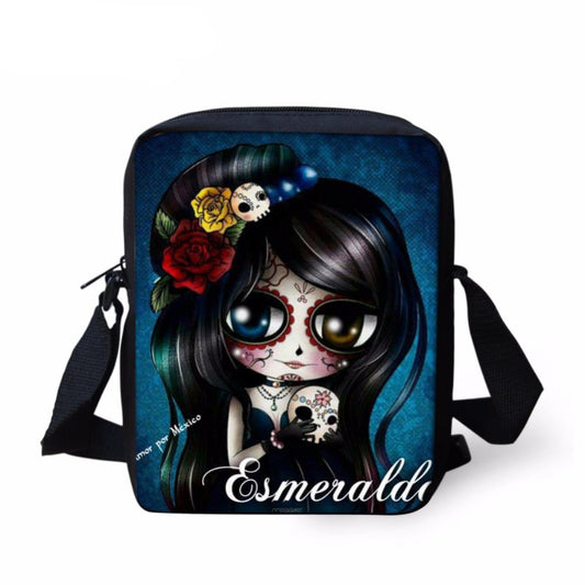 Small Cartoon Women Cross Body Bags Cool Sugar Skull Pattern Ladies Casual Mini Shoulder Bags Female Messenger Bags