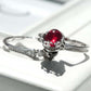 2PCS Red Ring Cubic Skull Silver Color Rings For Women Girls Christmas Party Jewellery Gifts