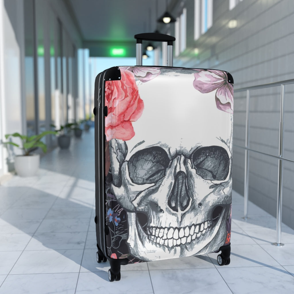 Grim reaper skull Suitcases, Halloween gothic skull suitcase luggage, day of the dead suitcase luggage