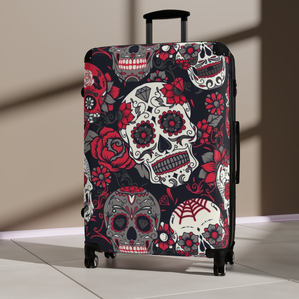 Dia de los muertos sugar skull Suitcases, sugar skull luggage