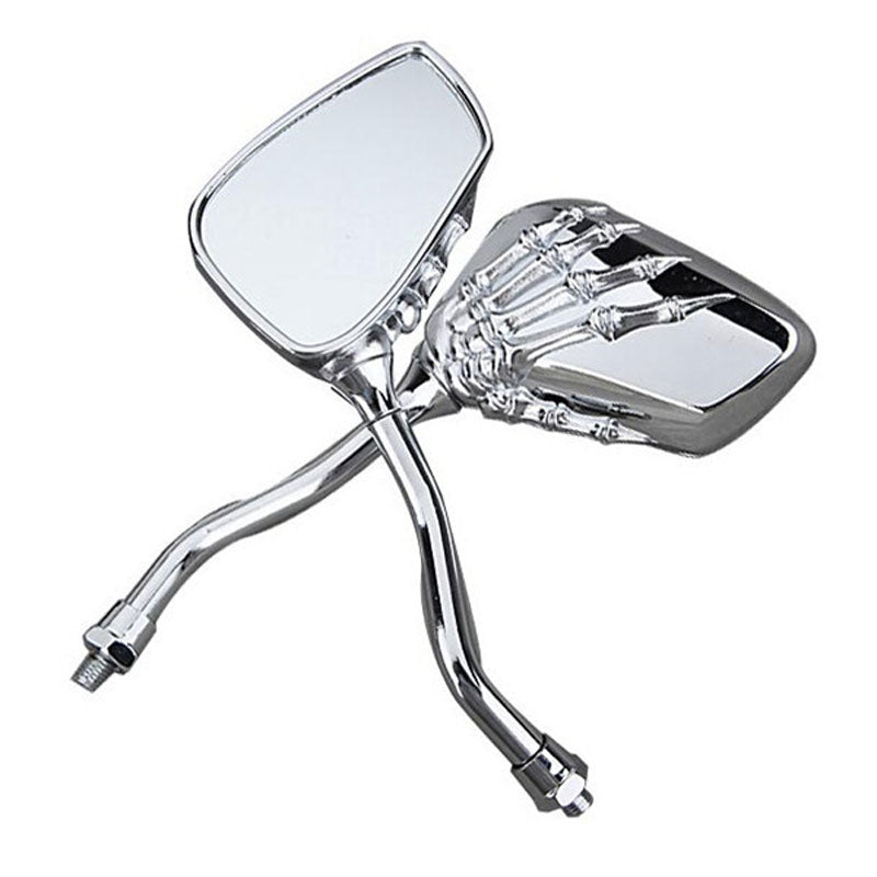 2pcs! Universal Motorcycle Side Rear View Mirrors Pair Chrome SKELETON Skull HAND Claw 8mm 10mm Motorbike Rearview Mirror