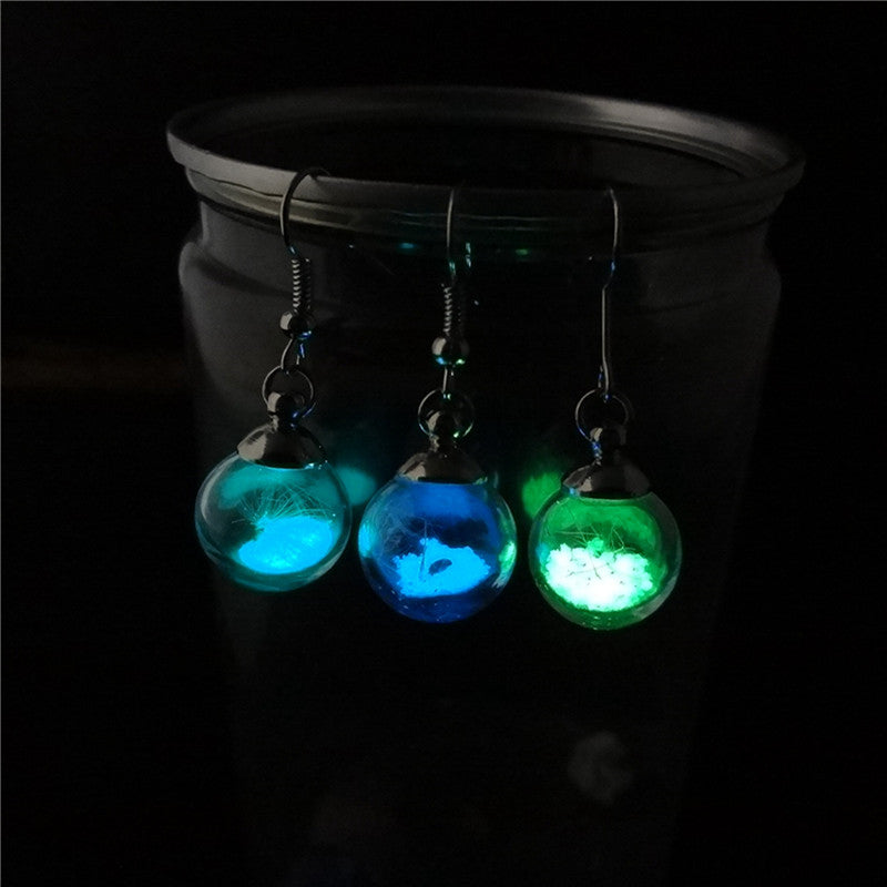3 Colors Luminous Drop Earrings Dandelion Earrings Charm Glowing In The Dark Silver Color Dangle Earrings For Women Gift Jewelry