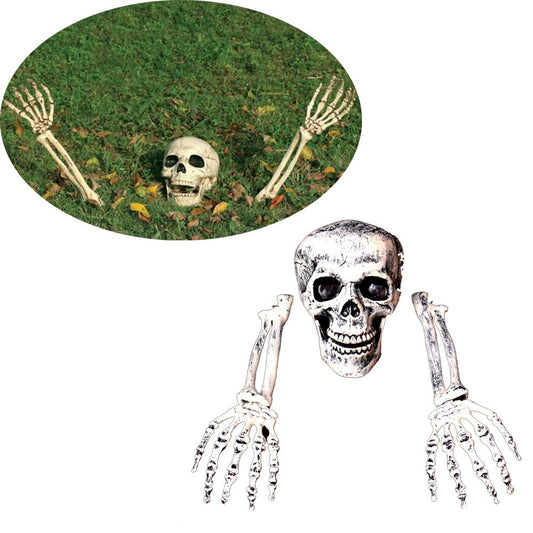 3 Piece Halloween Horror Buried Alive Skeleton Skull Garden Yard Lawn Decoration outdoor Tool