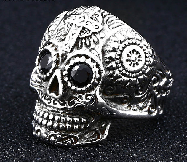 skull ring men stainless steel Hip-hop retro punk personality biker jewelry