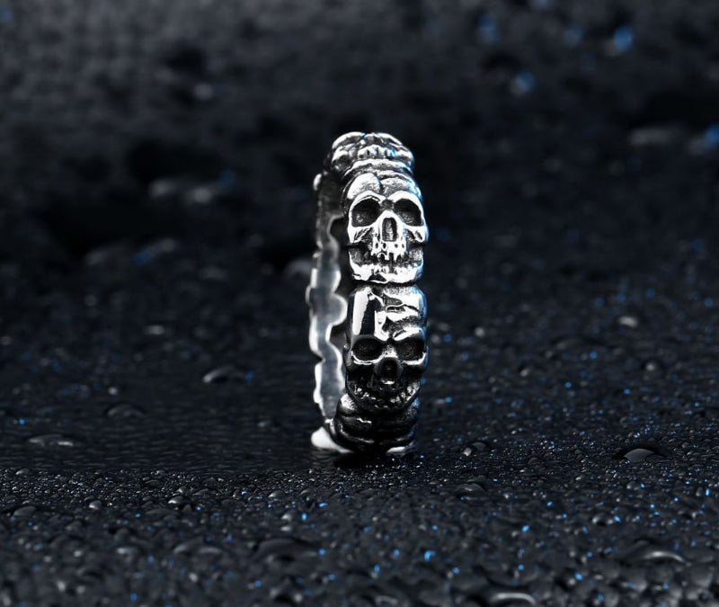 stainless steel punk cycle skull ring for men personality popular for aliexpress jewelry