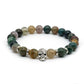 Antique Gold Color Skeleton Skull Bracelet Men With Black Lava Stone Bead Bracelets Pulseira Masculina HS-1