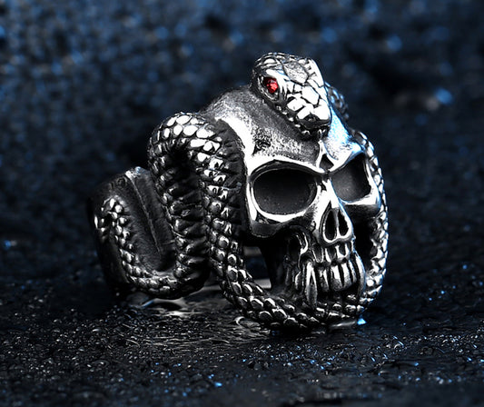 Steel soldier retro style steel ring devil skull punk ring stainless steel high quality men jewelry