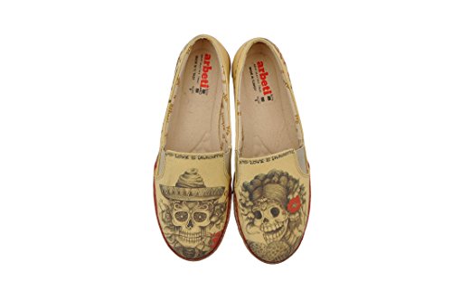 Women Shoes Sugar Skull Design Beige Espadrille Cover Dia de Los Muertos