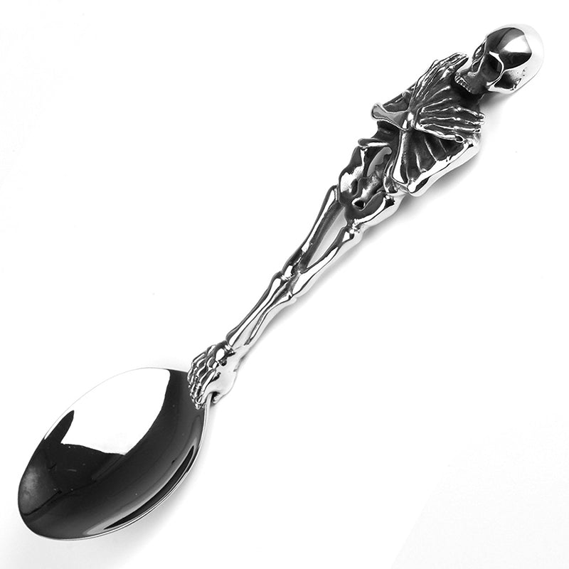 316L Stainless Steel Skull Fork/Spoon Tableware Cutlery Spoon Fork Sets Dining Forks Bento Accessories Kitchen Goods Garfo