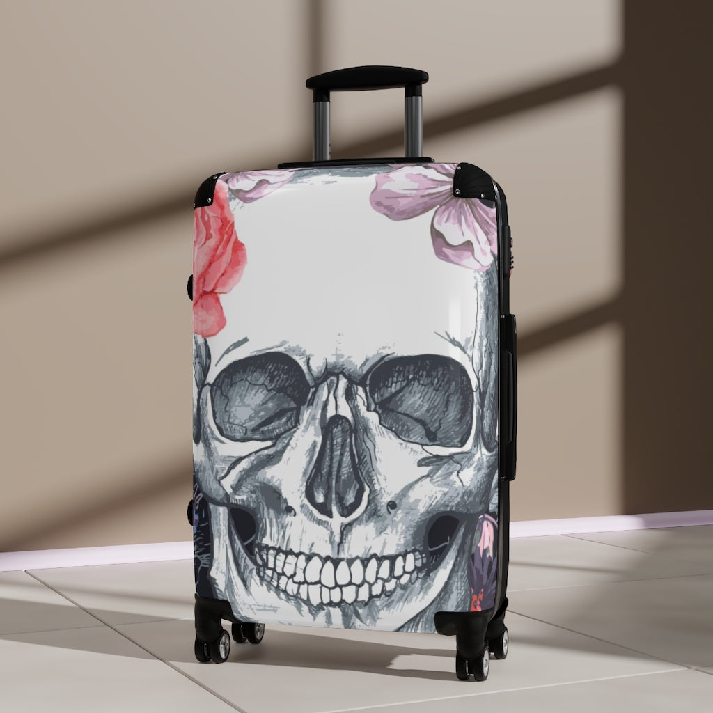 Grim reaper skull Suitcases, Halloween gothic skull suitcase luggage, day of the dead suitcase luggage