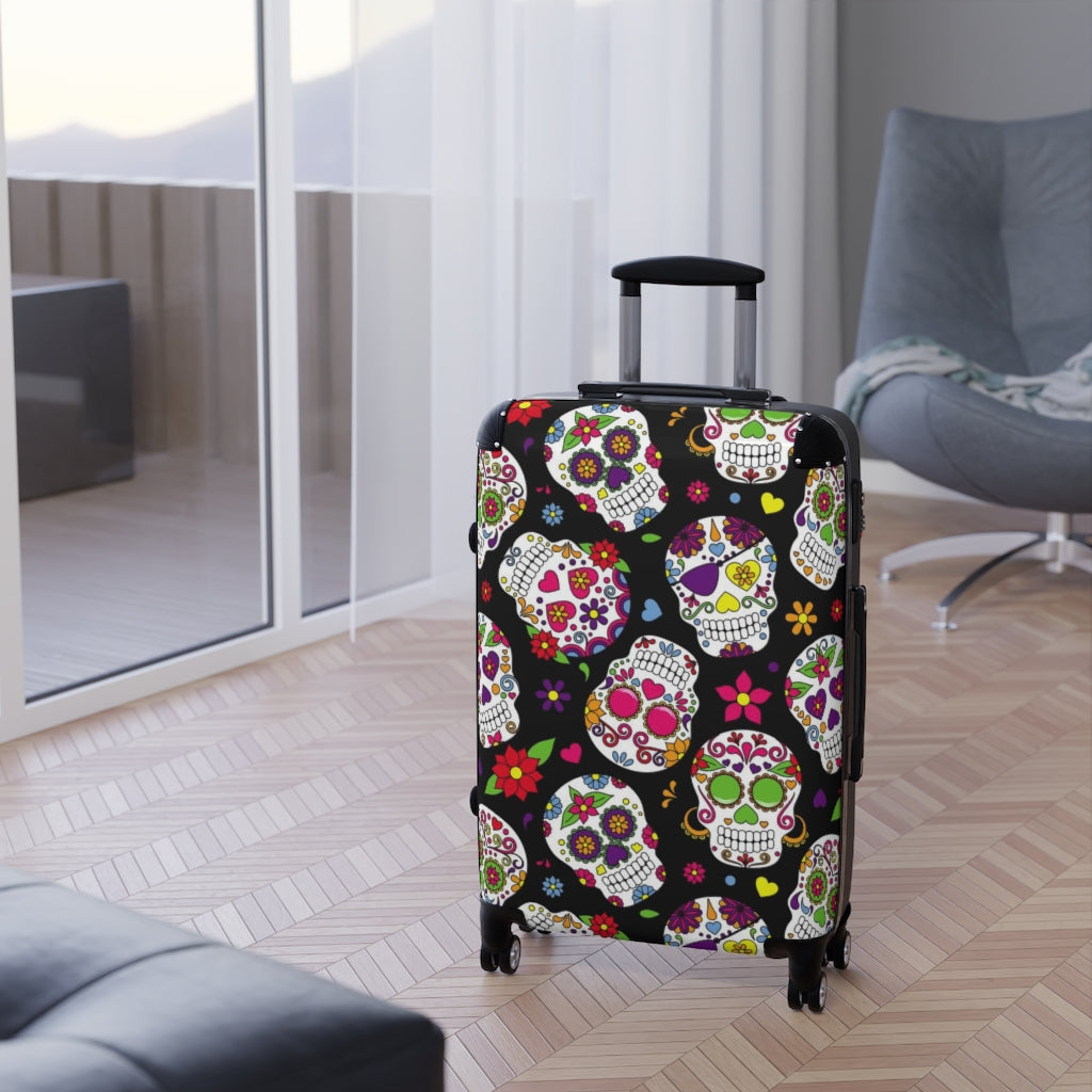 Day of the dead sugar skull Suitcases, floral skull suitcase luggage, sugar skull luggage, dia de los muertos suitcase