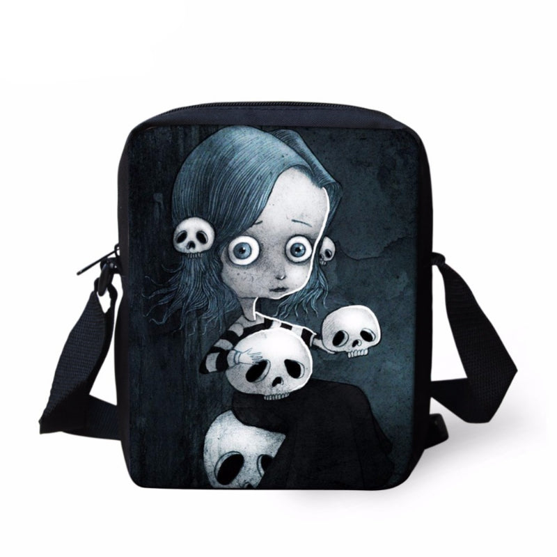 Small Cartoon Women Cross Body Bags Cool Sugar Skull Pattern Ladies Casual Mini Shoulder Bags Female Messenger Bags