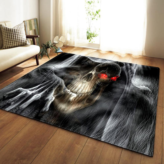 3D Printed Skull Soft Flannel Large Carpet Non slip Floor Mat Rug Carpet