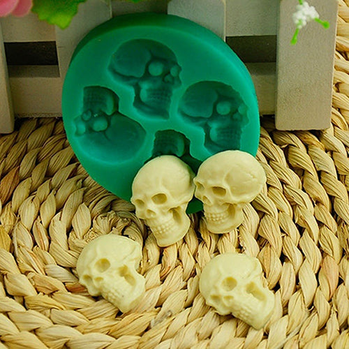 3D Skull Head Silicone Fondant Cake Mold Chocolate Halloween Party DIY Tools