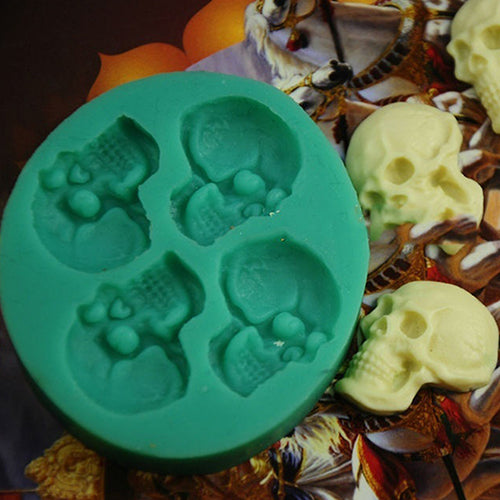 3D Skull Head Silicone Fondant Cake Mold Chocolate Halloween Party DIY Tools