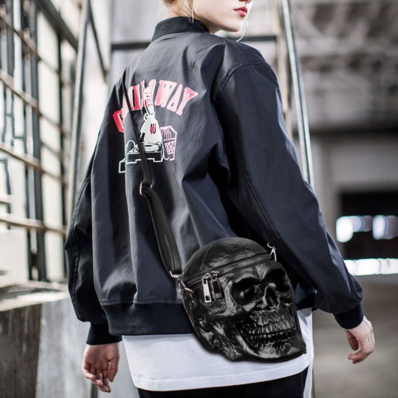 3D Skull Shoulder Bag Crossbones Messenger Bag Unisex