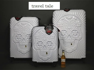 3D skull fashion High quality PC Rolling Luggage Spinner Travel Suitcase Unisex