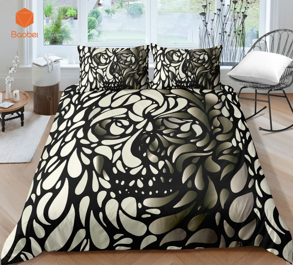 3Pcs 3D  Skull Bedding Set  With Pillowcases Duvet Cover Quilt Cover For Kids Queen King Sizes Bedspreads