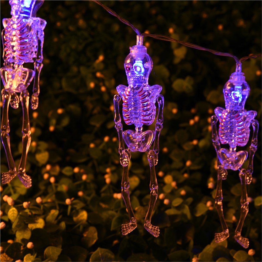 3V Skeleton Man Fairy Lights Hallowmas Decorative 10 LED Holiday String Lighting Halloween Decoration Skull Garland Party Night