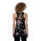 Dia de los muertos skull Women's Back Hollow Tank Top, sugar skull skeleton tank top for women