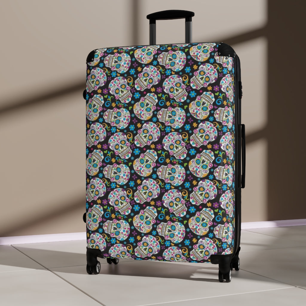 Day of the dead Sugar skull Suitcases, sugar skull luggage, dia de los muertos suitcase luggage