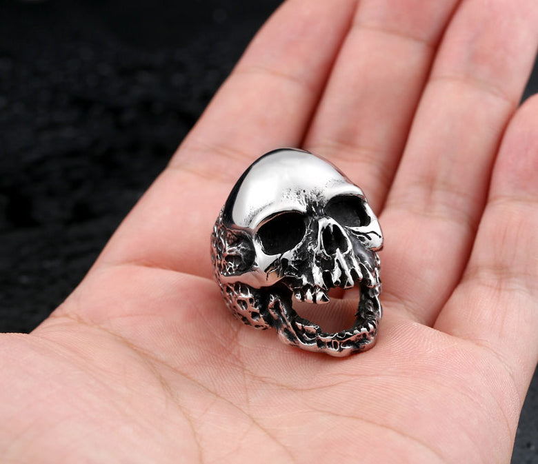 devil punk skull ring stainless steel vintage ring for men titanium steel jewelry