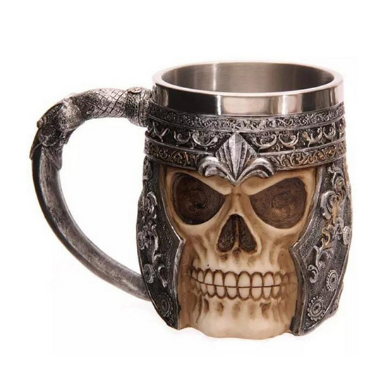 1Piece Striking Skull Warrior Tankard Viking Skull Beer Mug Gothic Helmet Drinkware Vessel