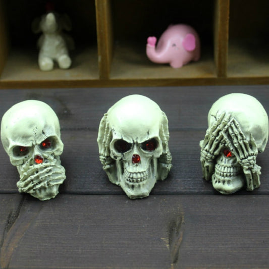 3pcs/set Terror Skeleton Art Skull Statue Sculpture Resin