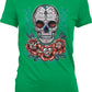 Sugar Skull and Roses - Day of the Dead Skull Art Juniors T-shirt