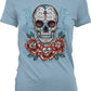 Sugar Skull and Roses - Day of the Dead Skull Art Juniors T-shirt