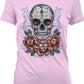 Sugar Skull and Roses - Day of the Dead Skull Art Juniors T-shirt