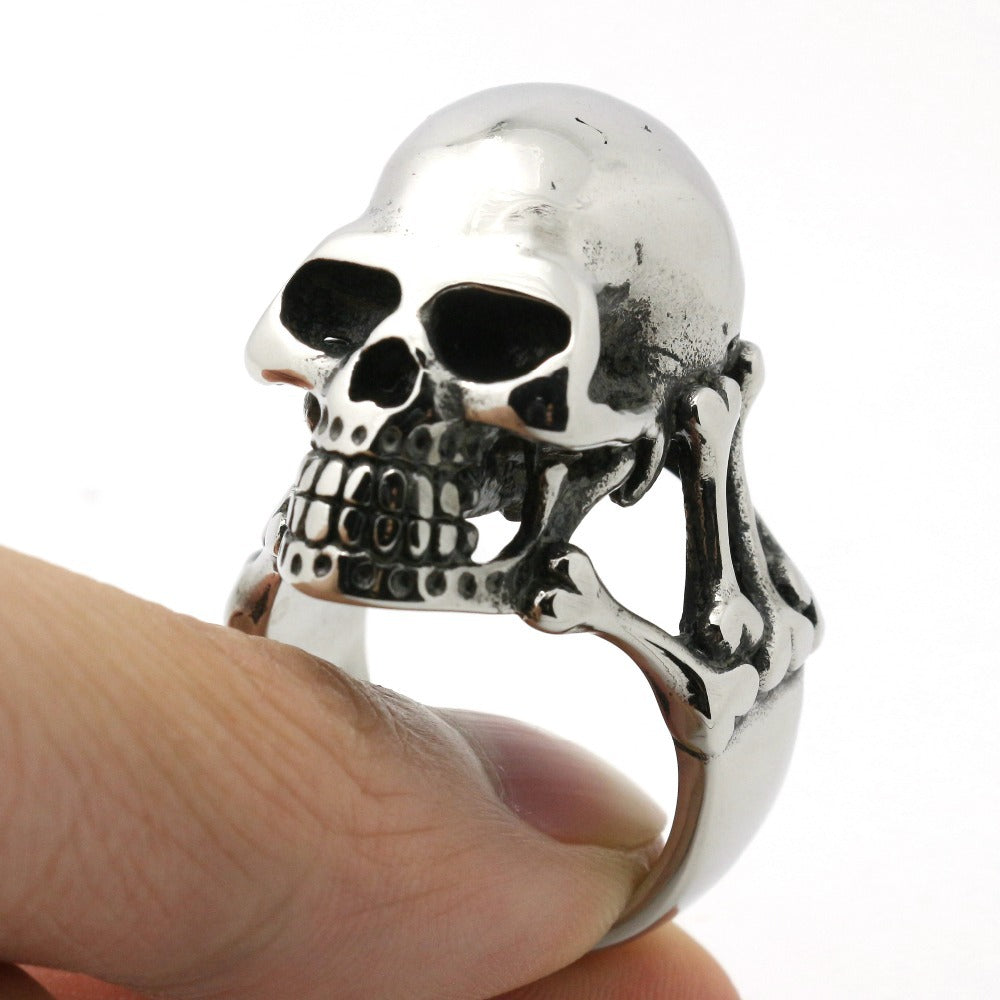 40g Mens Biker 316L Stainless Steel Very Heavy Skull Ring