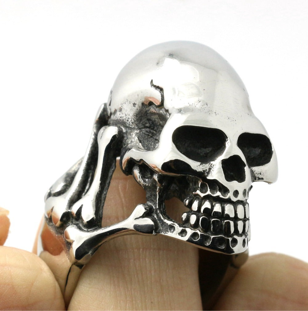 40g Mens Biker 316L Stainless Steel Very Heavy Skull Ring